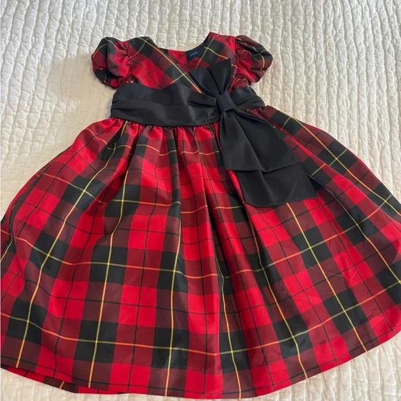 Ralph Lauren Holiday Christmas Dress Red Black Plaid 3T Party Dress - Picture 12 of 14